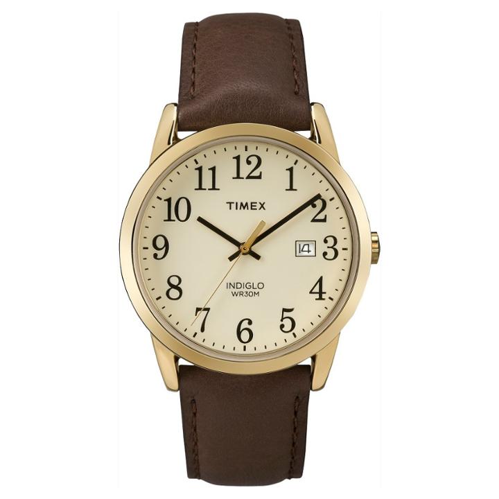 Men's Timex Easy Reader Watch With Leather Strap - Gold/brown Tw2p75800jt