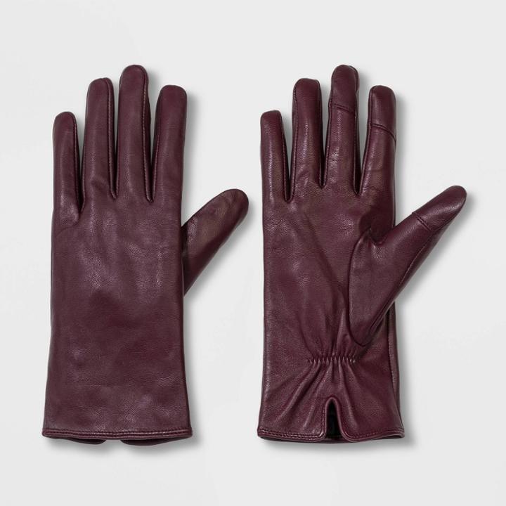 Women's Leather Gloves - A New Day Burgundy