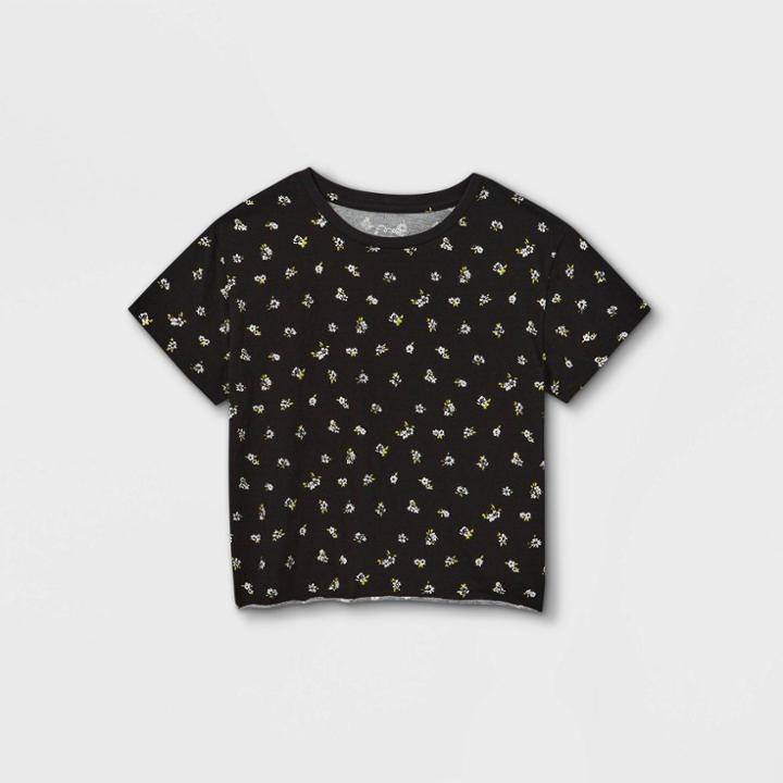 Girls' Boxy Pocket Short Sleeve T-shirt - Art Class Black