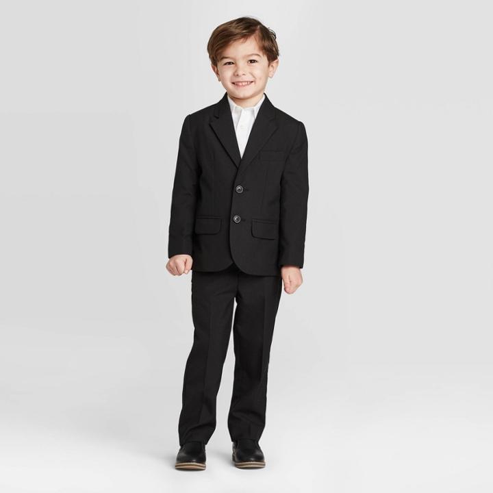 Toddler Boys' 2pc Jacket & Pants Suit Set - Cat & Jack Black 12m, Toddler Boy's