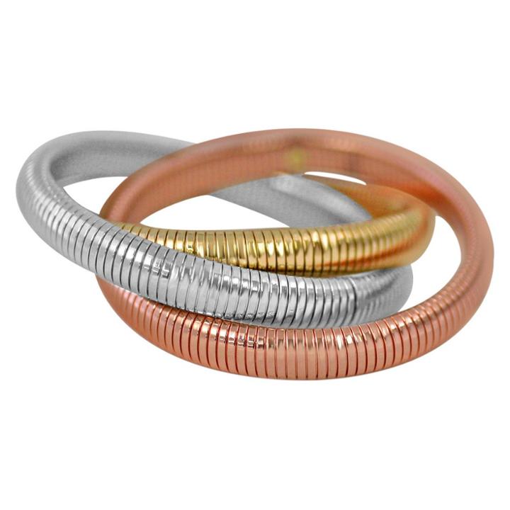 Zirconmania Zirconite 3 Interlocked High Polished Omega Style Bangle - Gold/silver, Girl's,