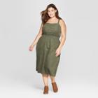 Women's Plus Size Corduroy Midi Dress - Universal Thread Olive (green)