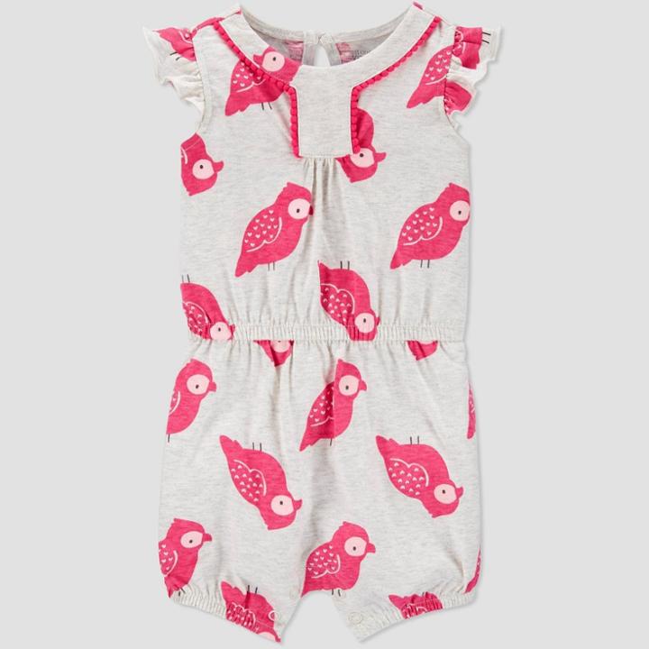 Baby Girls' Bird Romper - Just One You Made By Carter's Pink/gray