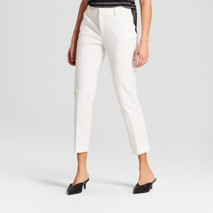 Women's Geometric Print Slim Ankle Pants - A New Day Black/cream