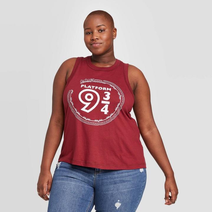 Women's Harry Potter Hogwarts Platform 9 3/4 Plus Size Graphic Tank Top (juniors') - Maroon 1x, Women's,