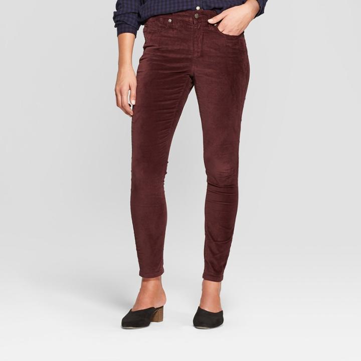 Women's High-rise Velvet Skinny Jeans - Universal Thread Burgundy