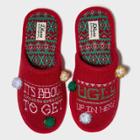 Men's Dluxe By Dearfoams Poms Ugly Holiday Slippers - Red M(9-10), Adult Unisex, Size: Medium(9-10), Gold Red Green