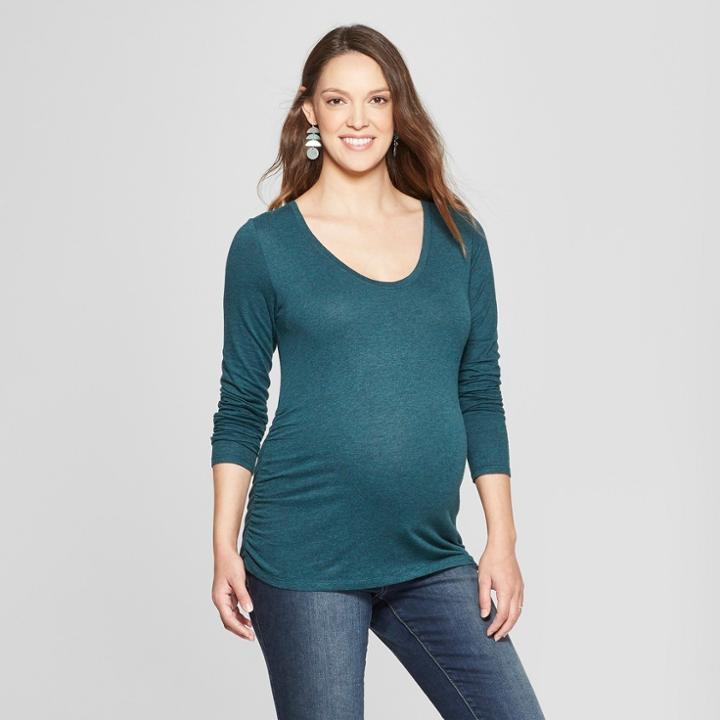 Isabel Maternity By Ingrid & Isabel Women's T-shirt Green Marker Xxl, Green Heather