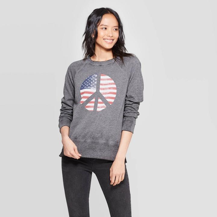 Women's Peace Flag Graphic Sweatshirt - Grayson Threads (juniors') - Heather Gray