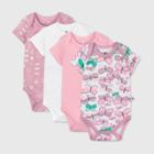 Honest Baby Girls' 4pk Organic Cotton Flutter Short Sleeve Bodysuit - Purple Newborn