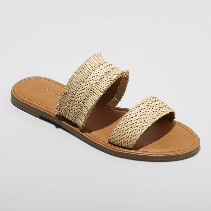 Women's Elizabeth Woven Two Strap Slide Sandal - Universal Thread Natural