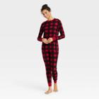 Women's Thermal Pajama Set - Stars Above Plaid Red