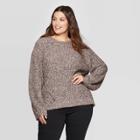 Women's Plus Size Long Sleeve Crewneck Chunky Pullover Sweater - Universal Thread Brown 2x, Women's,