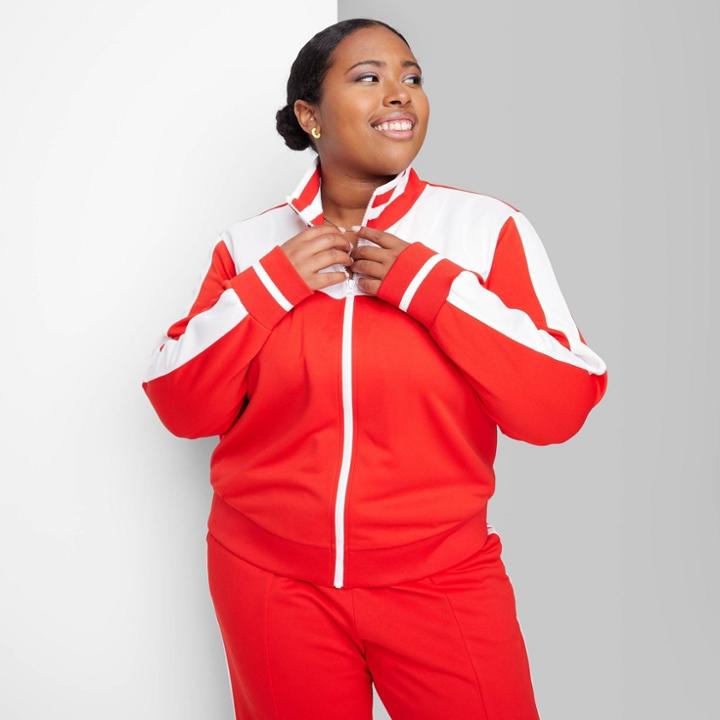 Women's Plus Size Track Zip-up Jacket - Wild Fable Red
