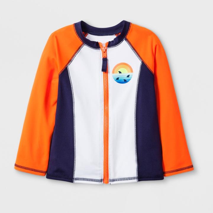 Toddler Boys' Long Sleeve Zip-up Sun Rash Guard - Cat & Jack Orange