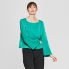 Women's Long Sleeve Wide Square Neck Blouse - Prologue Green