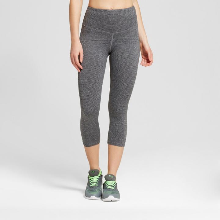 Women's High Waist Heather Textured Capri Leggings - C9 Champion Quartz Gray/white L, Dark Gray Heather