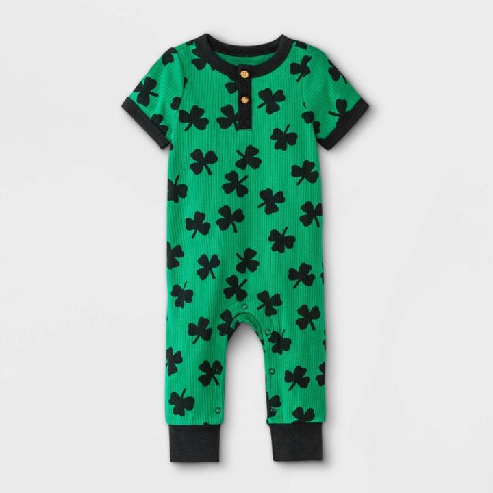 Baby Boys' St. Pat's Rib Short Sleeve Romper - Cat & Jack Green