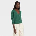 Women's Fine Gauge Ribbed Cardigan - A New Day Green