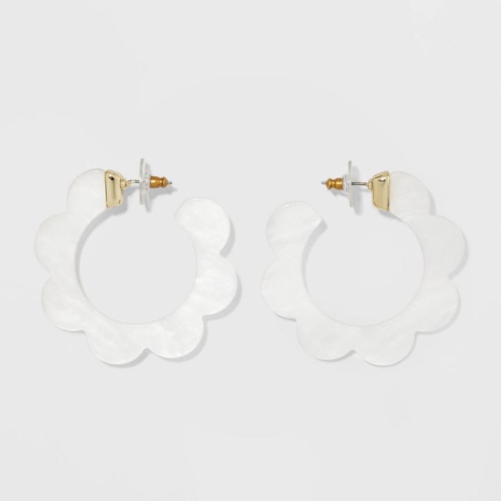 Sugarfix By Baublebar Whimsical Resin Hoop Earrings - White, Girl's, Ivory