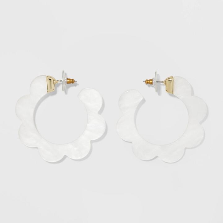 Sugarfix By Baublebar Whimsical Resin Hoop Earrings - White, Girl's, Ivory