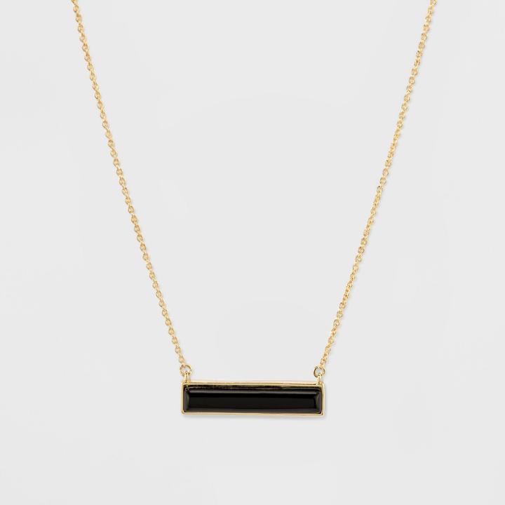 Silver Plated Onyx Stone Necklace - A New Day Gold