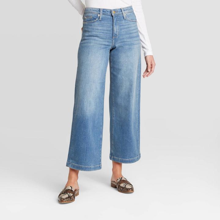 Women's High-rise Wide Leg Cropped Jeans - Universal Thread Misty Blue