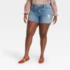 Women's Plus Size High-rise Slim Fit Jean Shorts - Universal Thread Medium Denim Wash 16w, Medium Blue Blue