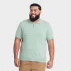 Men's Tall Striped Standard Fit Short Sleeve Sweater Polo - Goodfellow & Co Green