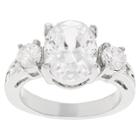 Journee Collection 1 1/3 Ct. T.w. Oval-cut Cz Prong Set Three-stone Engagement Ring In Brass - Silver,