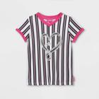 Girls' Jojo Siwa J-team Referee Short Sleeve Graphic T-shirt - Black/white