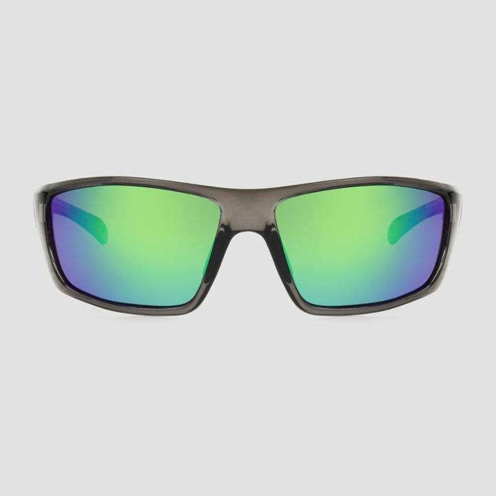 All In Motion Men's Wrap Sport Sunglasses With Mirrored Polarized Lenses - All In