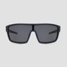 Men's Shield Plastic Matte Metallic Sunglasses - Goodfellow & Co Black, Black/grey