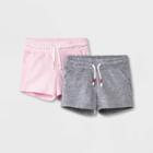Toddler Girls' 2pk Pull-on Knit Shorts - Cat & Jack Gray/pink