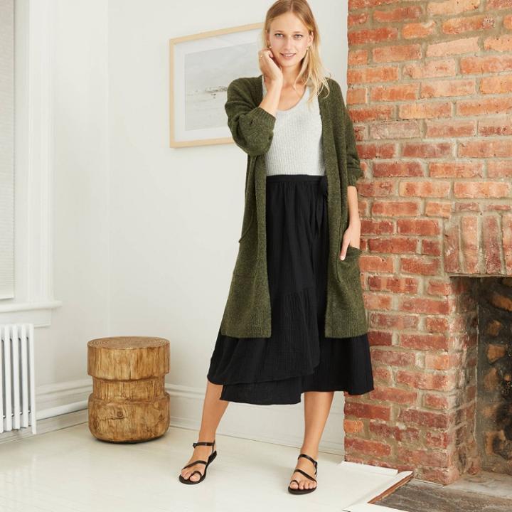 Women's Open Neck Jersey Duster Cardigan - Universal Thread Green