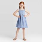 Girls' Button-front Chambray Dress - Cat & Jack Blue