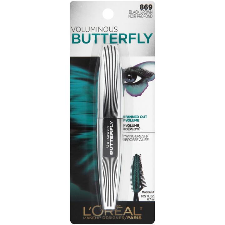 L'oreal Paris Voluminous Butterfly Washable 869 Black Brown .22 Fl Oz, Black Brown