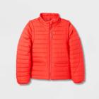 Kids' Adaptive Puffer Jacket - Cat & Jack Dark Coral