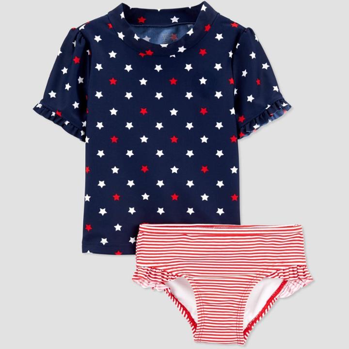 Petitetoddler Girls' Short Sleeve Rash Guard Set - Just One You Made By Carter's Blue