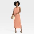 Women's Sleeveless Plisse Knit Dress - A New Day Blush