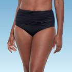 Women's Slimming Control Shirred High Waist Bikini Bottom - Dreamsuit By Miracle Brands Black