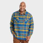 Houston White Adult Plus Size Long Sleeve Button-down Shirt - Blue/garnet Red
