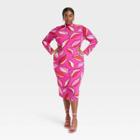 Black History Month Target X Sammy B Women's Plus Size Long Sleeve Mesh Bodycon Dress - Pink Floral