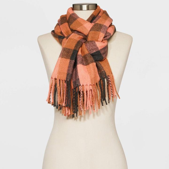 Women's Heritage Plaid Blanket Scarf - Universal Thread Pink