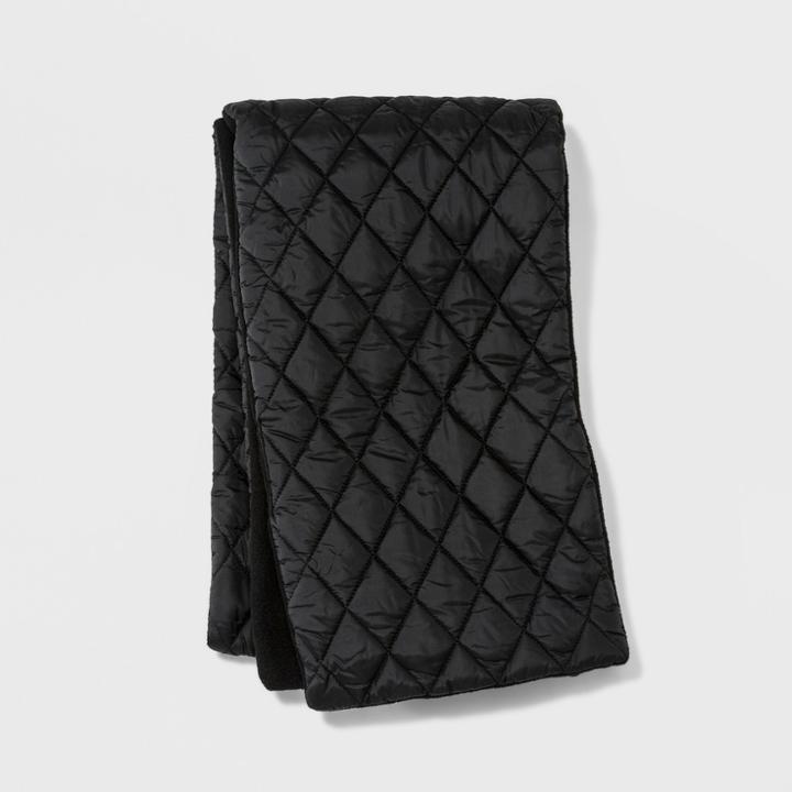 Men's Reversible Puffer Quilting Scarf Black Fashion Scarves - Goodfellow & Co Black