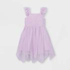 Girls' Flutter Sequin Short Sleeve Tulle Dress - Cat & Jack Light Purple