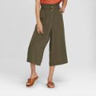 Women's Paperbag Waist Wide Leg Cropped Woven Pants - Xhilaration Olive (green)