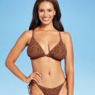 Juniors' Ribbed Triangle Bikini Top - Xhilaration Animal Print D/dd Cup