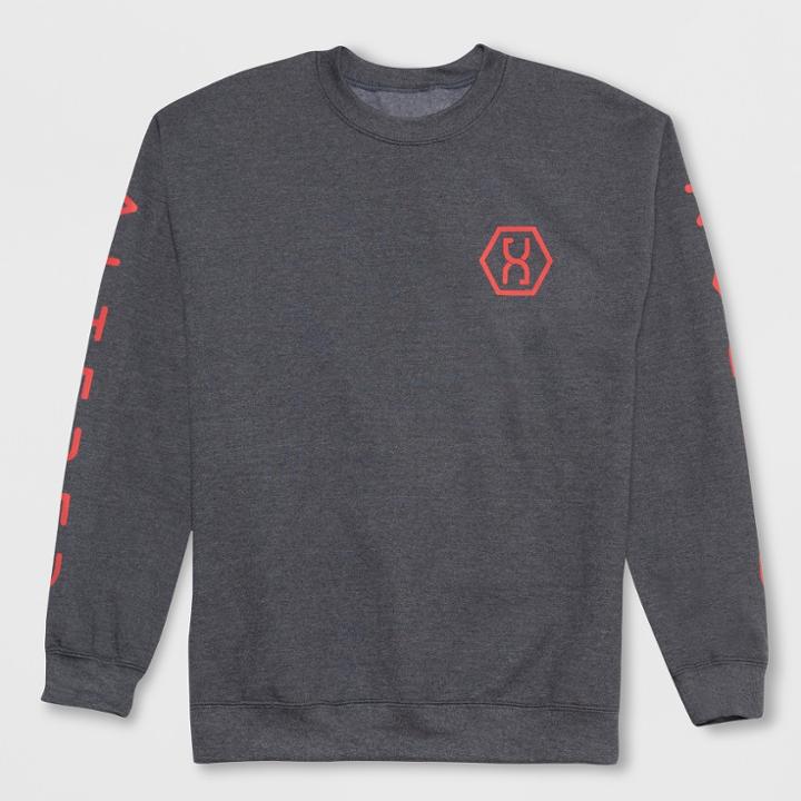 Hybrid Apparel Men's Long Sleeve Altered Carbon Fleece Hooded Pullover Sweatshirt - Gray Tint