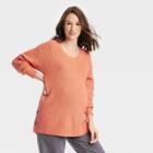 Scoop Neck Side Button Maternity Sweater - Isabel Maternity By Ingrid & Isabel Orange